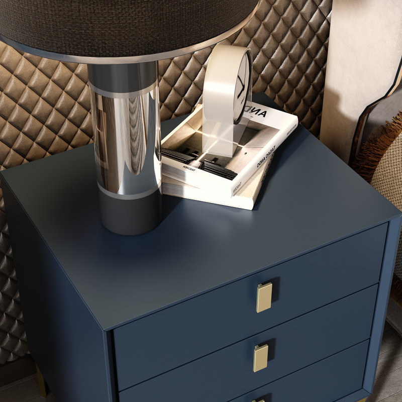 Bachelor-chest 3 tiroirs Verdiana, Bleu