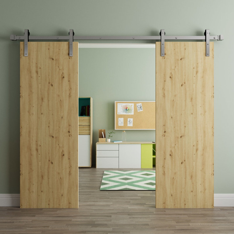 Porte de grange moderne - ESSENTIEL 8001 - Ensemble de quincaillerie lourde sur rail 6,6 pi - Portes intérieures à panneau plein