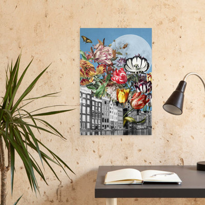 Art contemporain, tulipe papillon moderne, coloré, nature, printemps