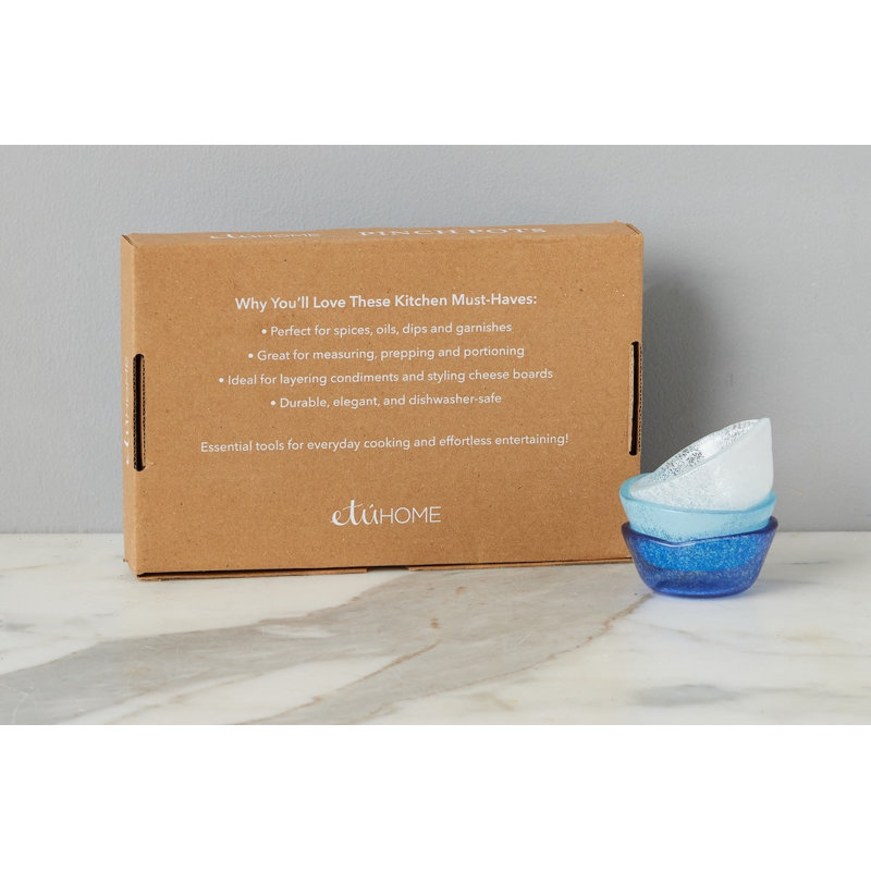 Glass Pinch Pots, White/Denim Blue/Navy Blue