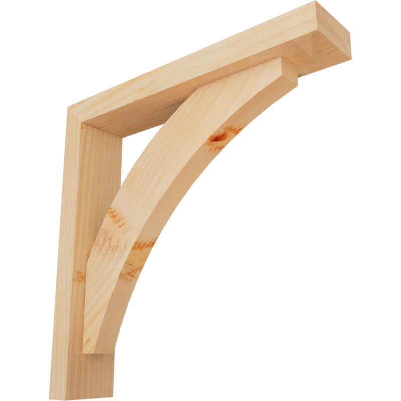 Thorton Block Bracket with Offset Brace, 18 x 18, 3 1/2"W Douglas Fir (Smooth)