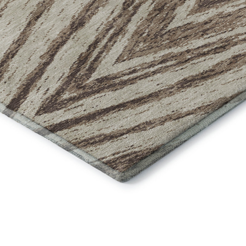 Tapis brun Prisco lavable à la machine de qualité supérieure, Rectangle 10 pi x 14 pi