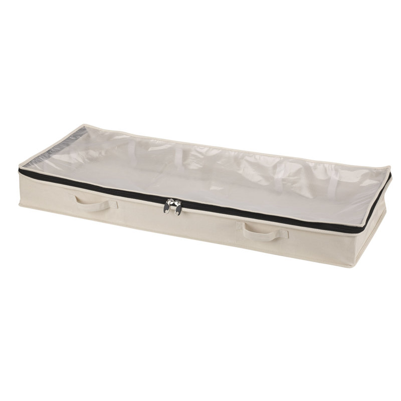 Kiriko Cedarline Under Bed Storage Bag, Heavy-Duty Cotton Canvas, Textured PEVA Top with Durable 3-Sided Zipper, Front Handles, Foldable, Space-Saving