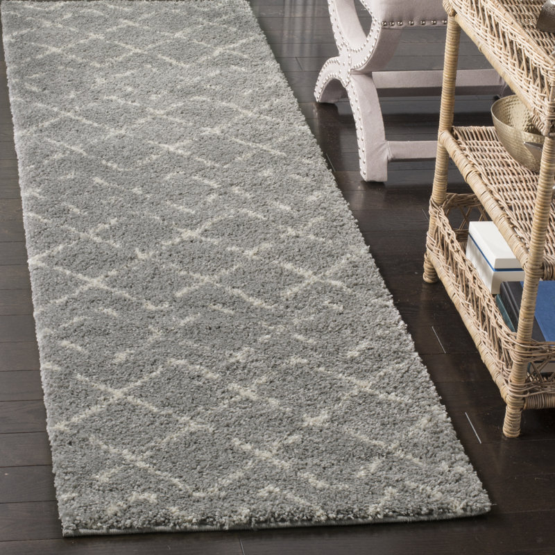 Angelka Performance Rug, Runner 2'3" x 10', Gray/Ivory