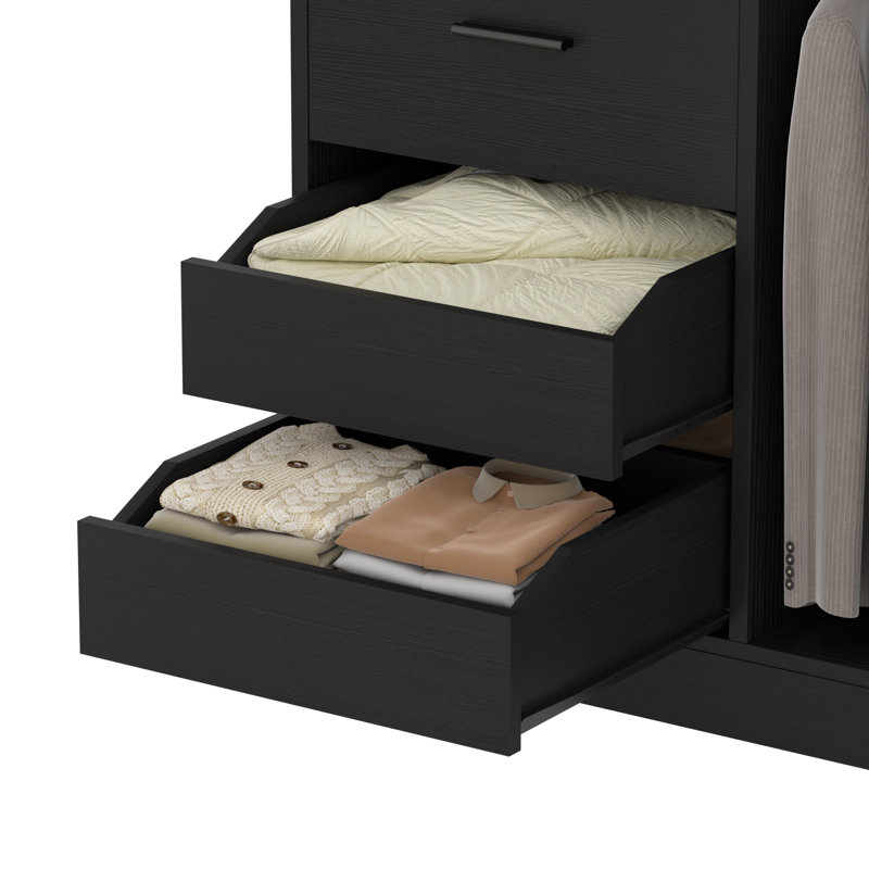 Système d'organisation 72-204 pouces avec 10 tiroirs et 10 porte-vêtements, Noir