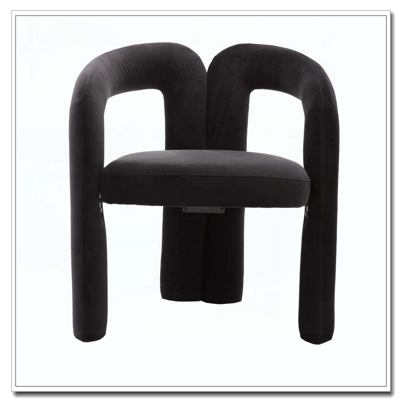 Fauteuil de cuisine en velours rembourré, Noir