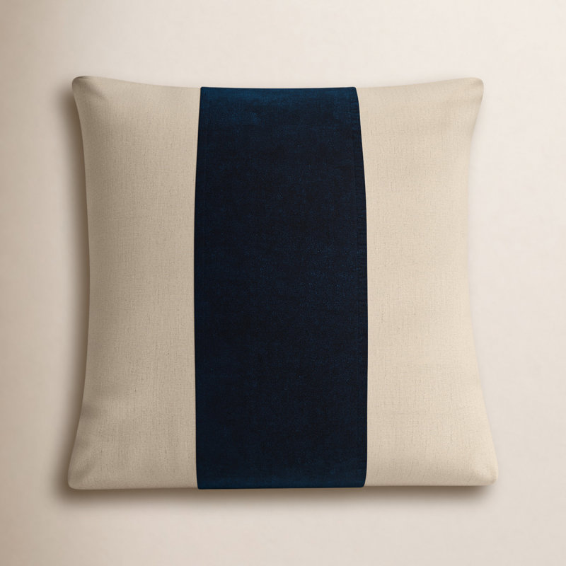 Kat 22" x 22" Pillow Cover, Navy/Ivory, 20" H x 20" W, Pillow Cover Only - No Insert