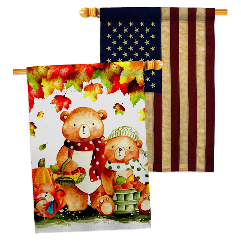Drapeau intérieur 40 po x 28 po Autumn Bears