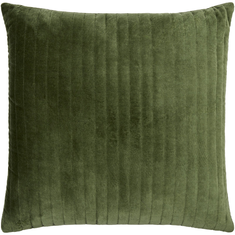 Beirne Cotton Throw Pillow, Medium Green, 18" x 18", Polyester/Polyfill