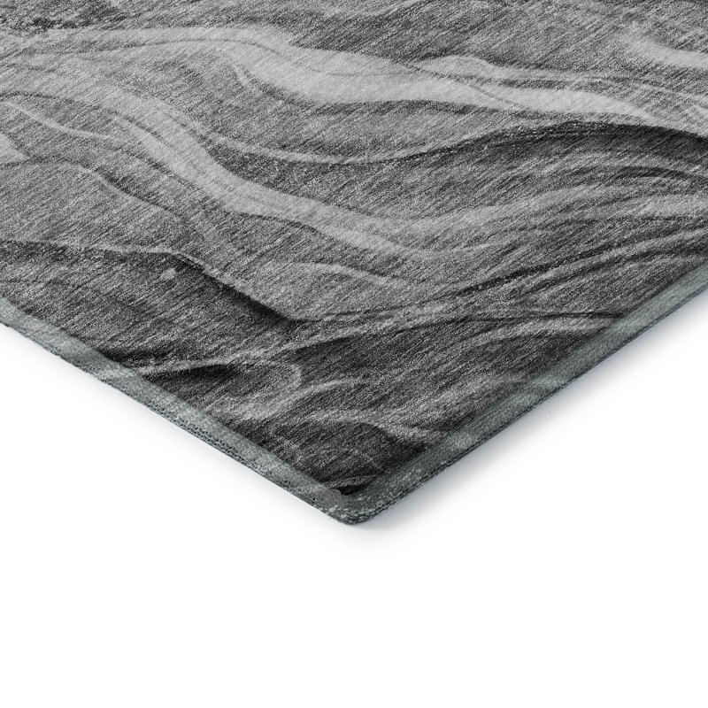 Premium Machine Washable Prisco Gray Rug, Rectangle 5' x 7'6"