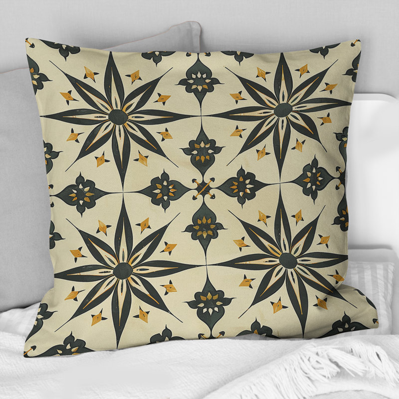 Coussin Beige noir Midcentury Stars - Midcentury, H 18 po x l 18 po