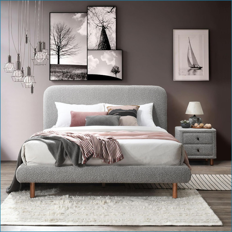 Table de chevet 2 tiroirs Grey Boucle