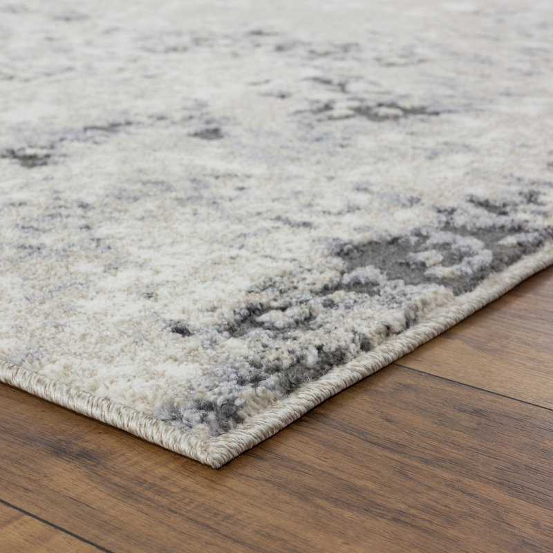 Tapis abstrait argenté / gris Ellenburg, Rectangle de 5 pi x 7 pi