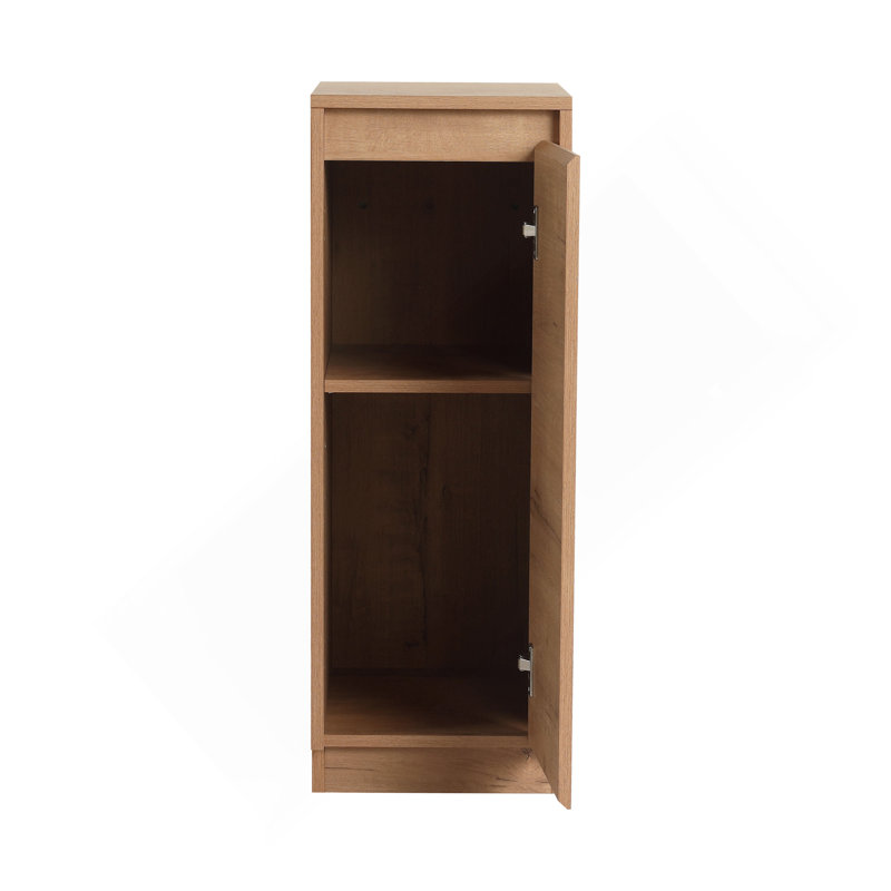 Petite armoire de rangement autoportante 12 po, portes à fermeture douce, chêne imitation, contreplaqué (emballage KD)
