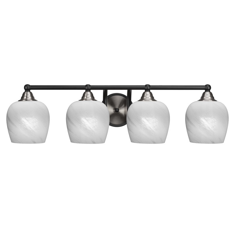 Michell 4-Light Bath Bar, Matte Black/Brushed Nickel