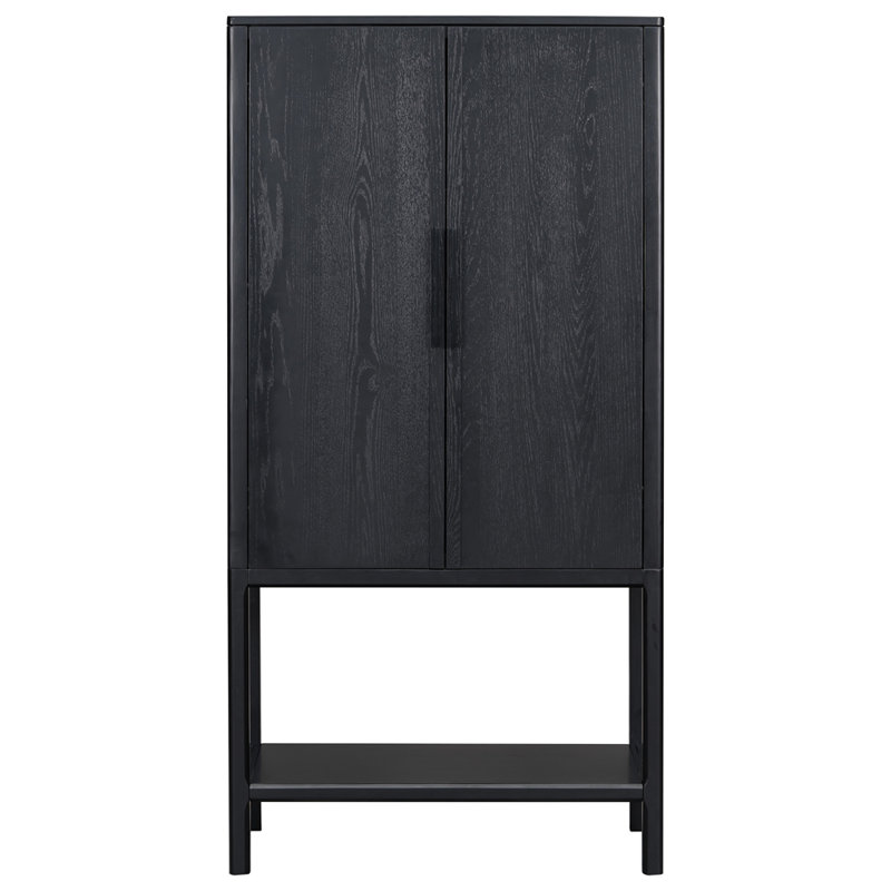 Sophisticated Oak Veneer Cabinet with multiple storage functions,Suitable for Study,Entryway, Hallway, Living Room, Black