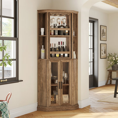 Wood/Glass Corner Display Cabinet H 68.5 in