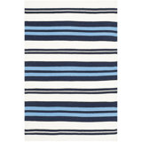 Racing Point Hand Knotted Striped Area Rug in Terry White/French Blue
