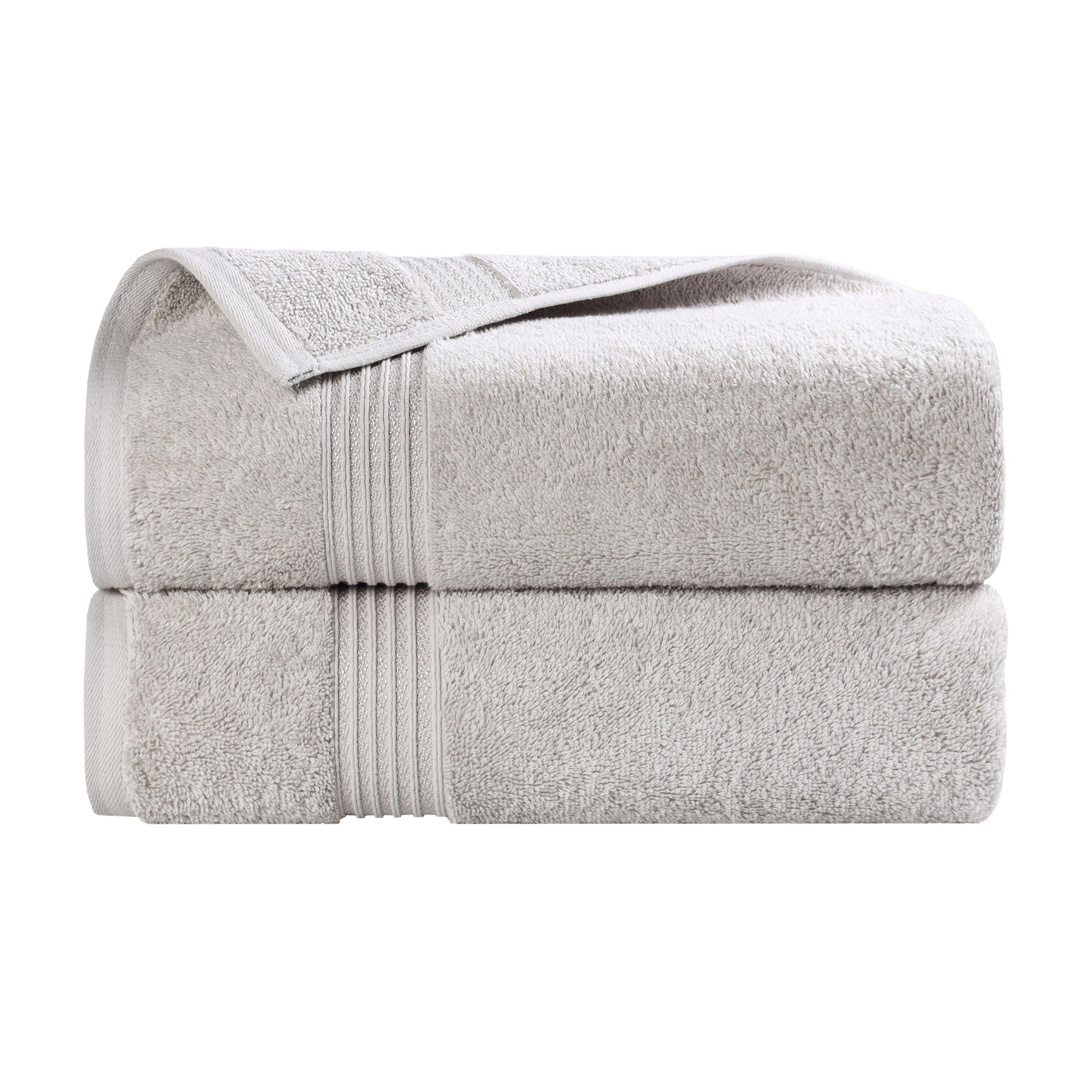 Oleg Egyptian-Quality Cotton Highly Absorbent Medium Weight Bath Sheet Set, Silver, Bath Towels - 2 Pack
