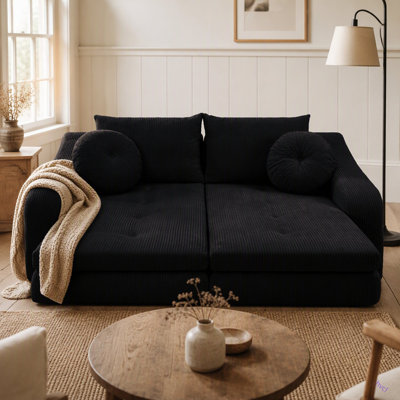 Méridienne simple de 76 pouces, velours côtelé doux pour la peau - gauche et droite pour le salon, la chambre à coucher et au-delà, pour le salon moderne, velours côtelé