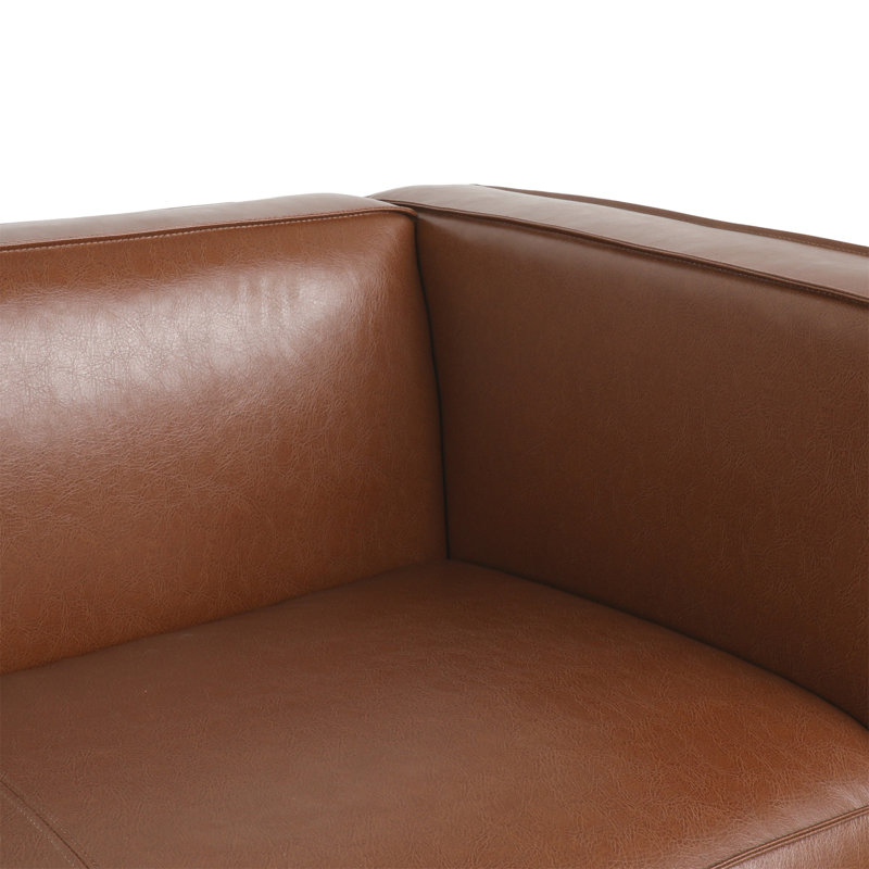 Ahvianna 80.25'' Faux Leather Sofa, Cognac Faux Leather