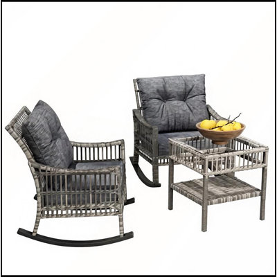 Ensemble de meubles de jardin avec chaise berçante, ensemble de meubles de conversation extérieurs, petit ensemble de meubles de patio