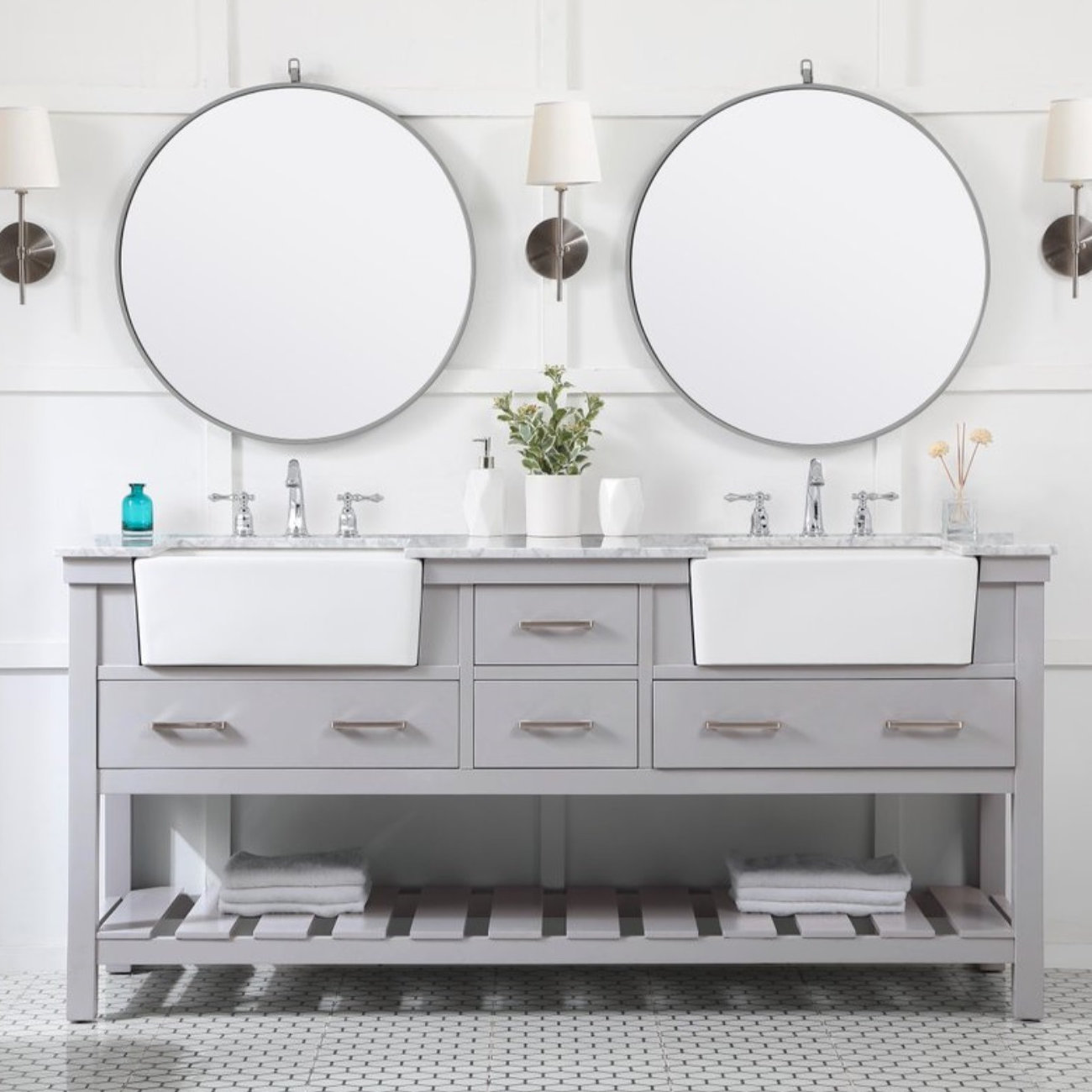 Pelaghia 72'' Double Bathroom Vanity, Gray