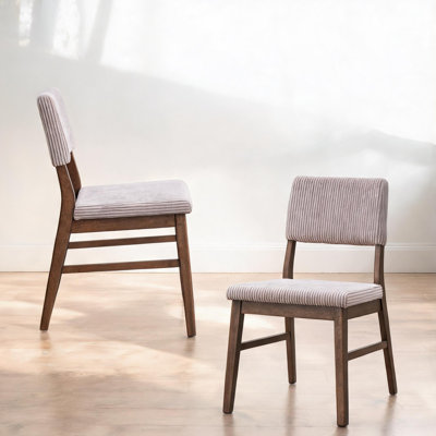Ensemble de 2 chaises d'appoint scandinaves avec sièges rembourrés en velours côtelé, finition classique brun et noyer