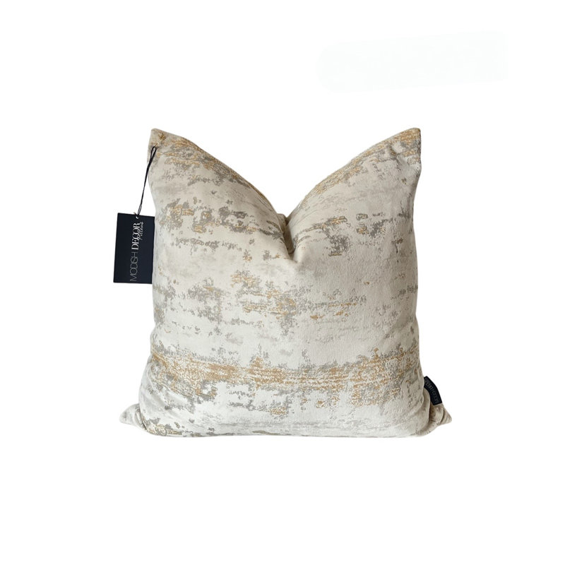 Abstract velvet cover, 18"H x 18"W, Ivory