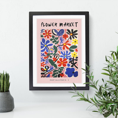 Pink Flower Market Exhibition No.8 - Single Picture Frame Print on Wood