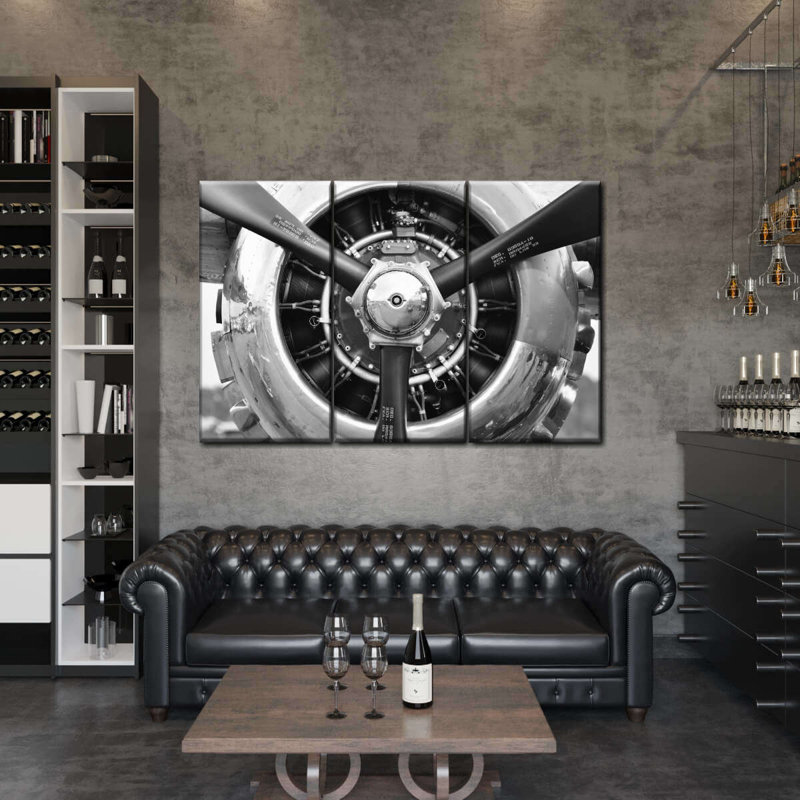 " Airplane Propeller Wall Art Multi Piece Canvas Print " 3 - Pieces, 24" H x 38" W x 1.25" D