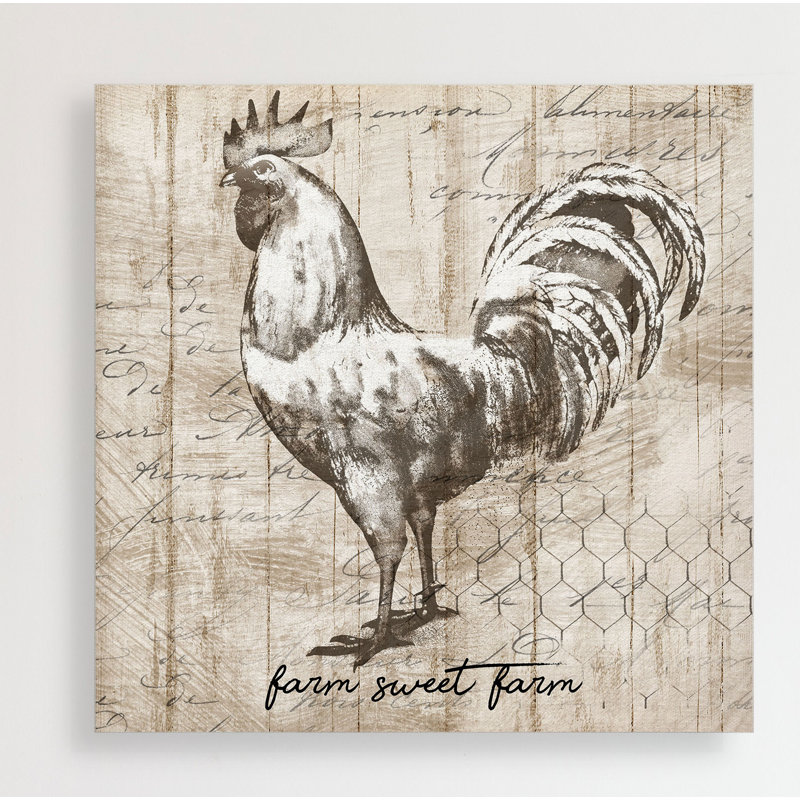 " Farm Rooster ", 10" H x 10" W x 1.5" D, Wrapped Canvas