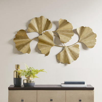 Madison Park Faye Gold Foil Metal Ginkgo Leaf Wall Décor