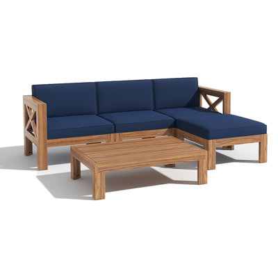 Dahal 76.5'' Wide L-Shaped Patio Sectional Set with Cushions