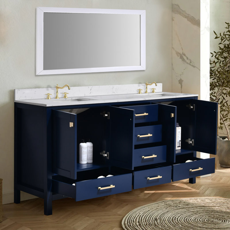 72 Inch Bathroom Vanity With Double Sink, Blue