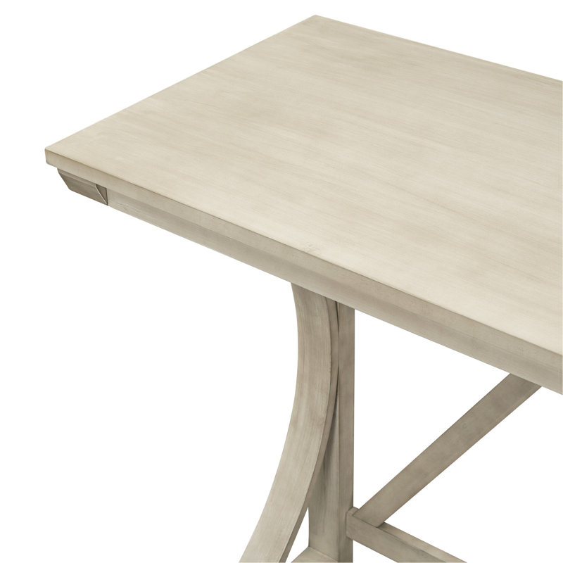 Cream Rubber Wood Farmhouse Counter Height Dining Set with USB Port