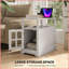 Table basse de salon étroite blanche avec station de charge et amp; Rangement caché / ouvert