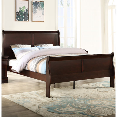 Lit à finition cerisier brun, bois massif pleine grandeur, glissières de tiroir en métal pour un lit en bois de cerisier à fonctionnement doux, collection, fond durable, hygiène et propreté