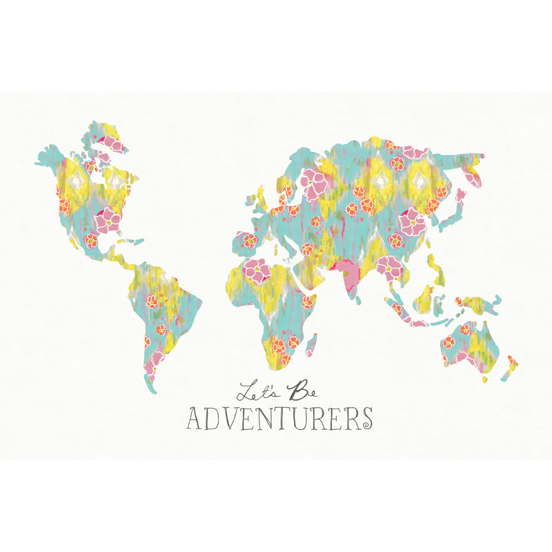 Lets Be Adventurers Flower Map - Wrapped Canvas Art Prints, 30cm H x 46cm W