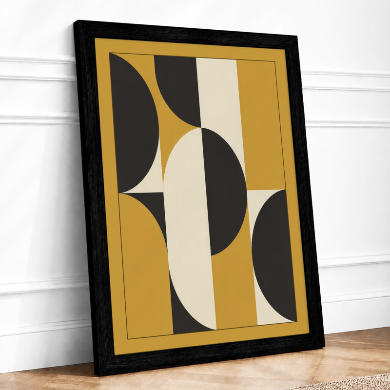 Circles And Stripes Geometric - Print, A2 - 59.4 x 42.0 cm, Black