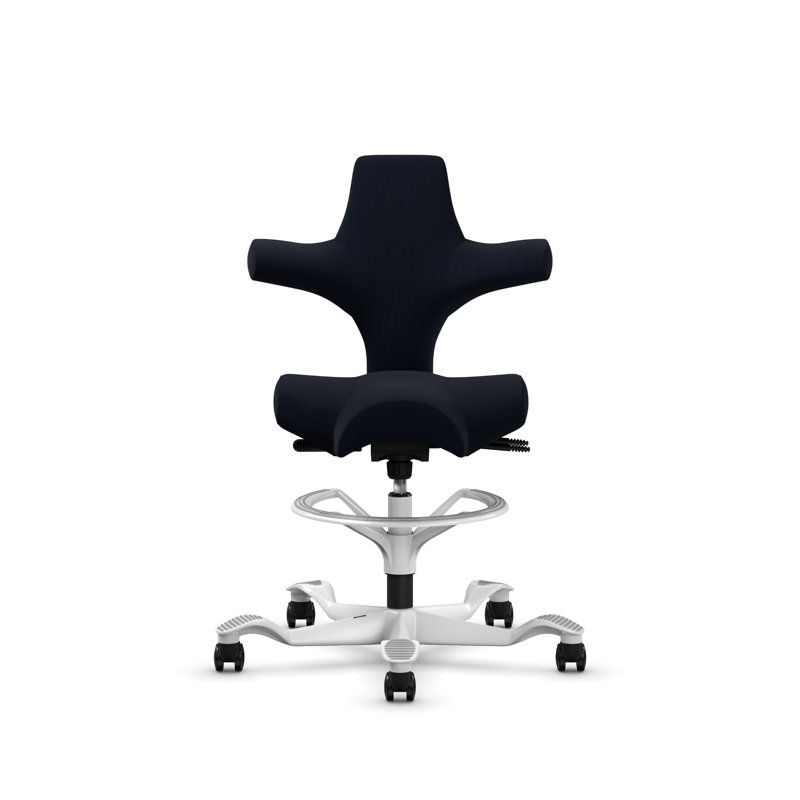 HÅG Capisco Adjustable Sit-to-Stand Height Chair with Footring, White, Midnight Black 