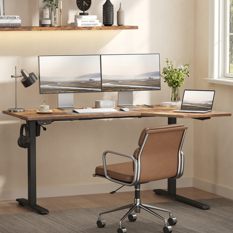 59" L Shaped Standing Desk for Home Office,Electric Height Adjustable Desk With Memory Controller,Easy to Assemble
