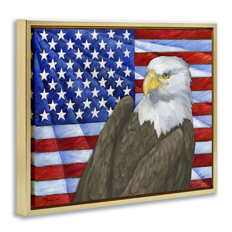  Eagle's View Flag Floater Canvas Wall Art by Paul Brent, H 17 po x l 21 po, Cadre flottant métallique doré