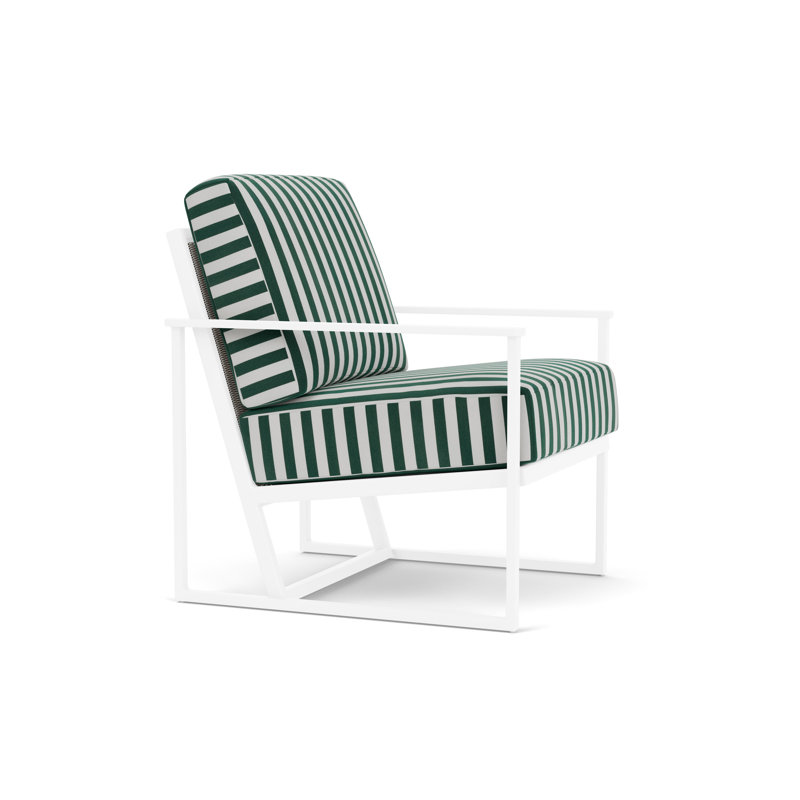 Summit Outdoor Lounge Chair, White, Woodland, Bamboo Bay Sky