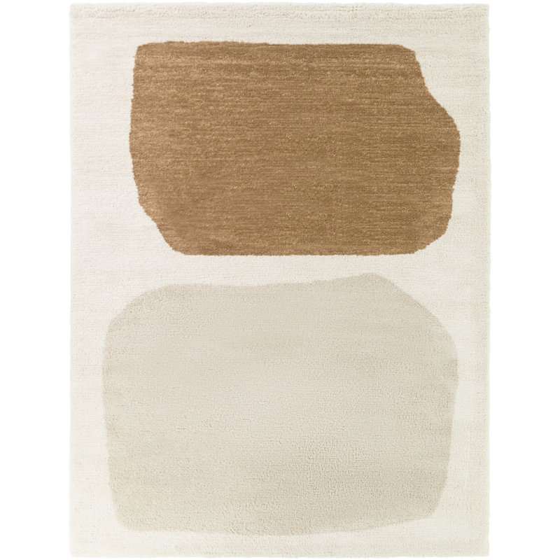 Gruen Beige/Rust Organic Modern Area Rug, Rectangle 5'3" x 7'