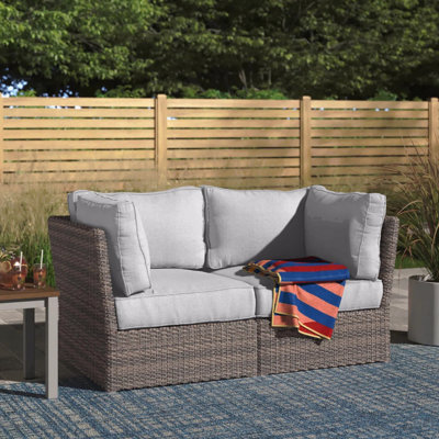 Fully Assembled Patio Wicker Loveseat With Cushions