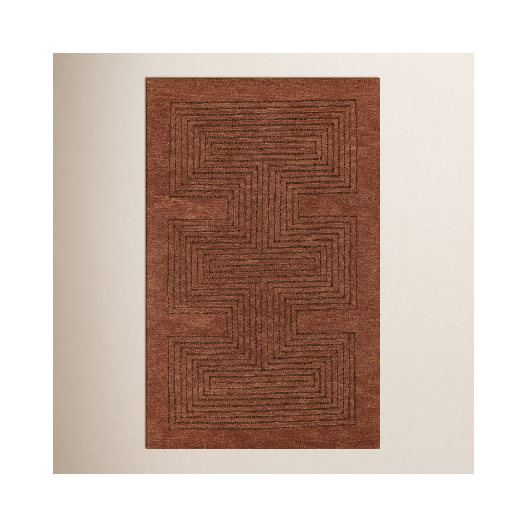 Orlie Hand Tufted Wool Brown Rug, Brown, Rectangle 5' x 8'