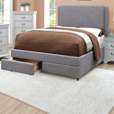 Light Gray Fabric Upholstered Contemporary 1pc Full Size Bed W Storage Drawers Fb Bedroom Furniture 1pc Bed Set