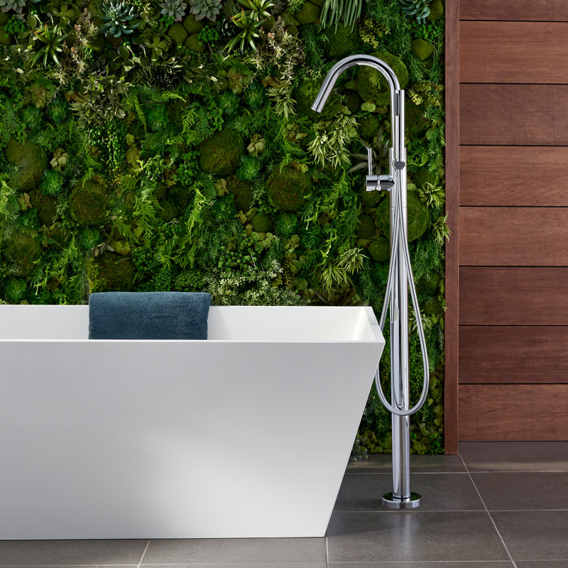 Single Handle Floor Mounted Freestanding Tub Filler Trim, Polished Chrome