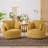 37.1'' Wide Corduroy Swivel Barrel Chair With 2 Armrest Pillows-718926416-727181022